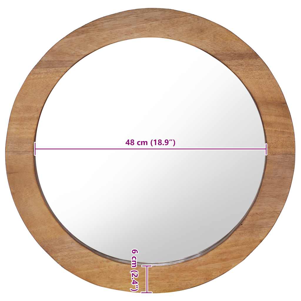 Wandspiegel 40 cm Teak Rund