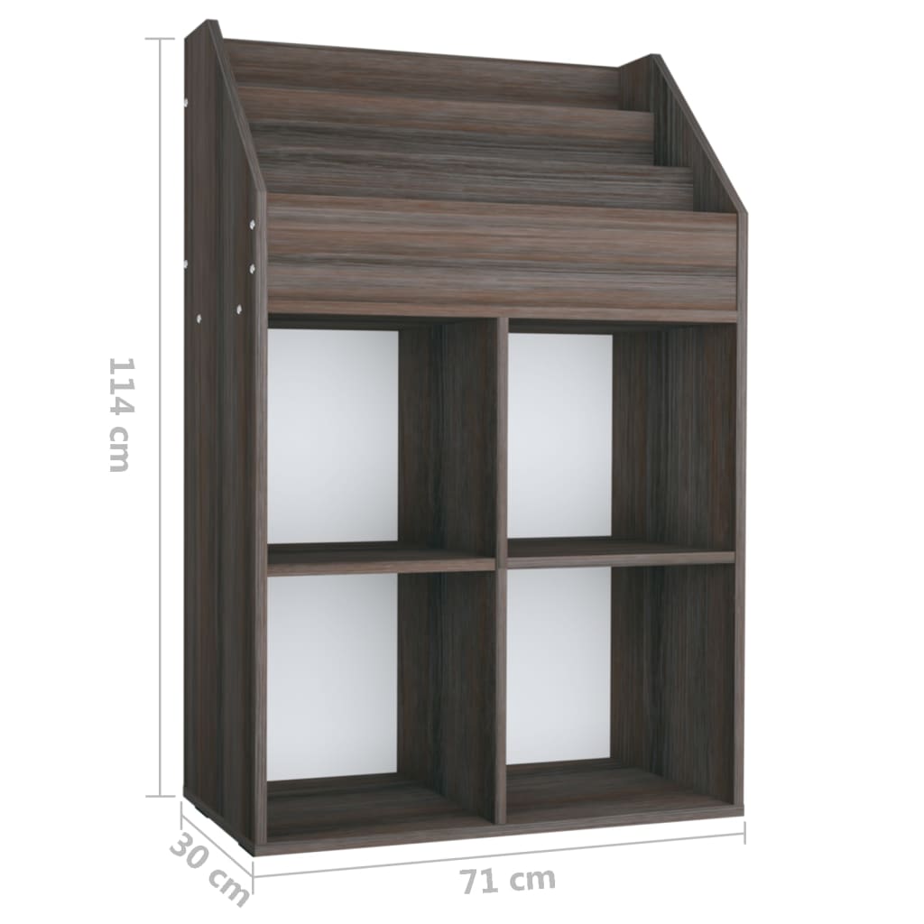 Kinder-Bücherregal Braun Eichen-Optik 71x30x114cm Holzwerkstoff