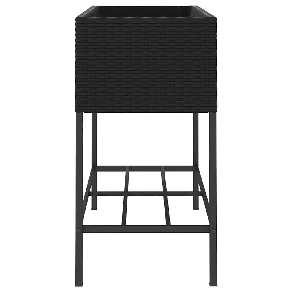 Hochbeete mit Ablage 2 Stk. Schwarz 70x28x70 cm Poly Rattan