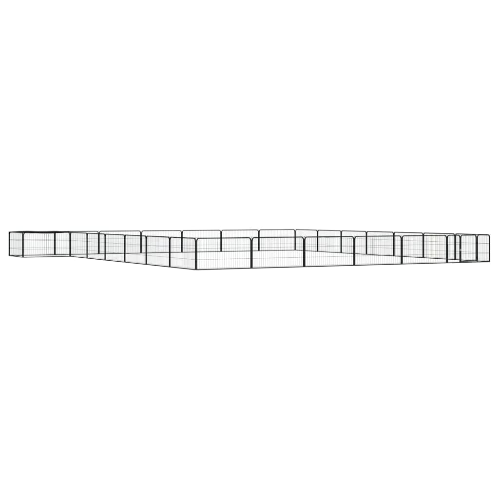 4-tlg. Hundelaufstall Schwarz 100x50cm Stahl Pulverbeschichtung