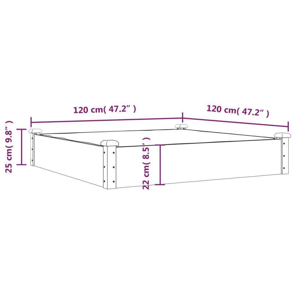 Hochbeet mit Einsatz Grau 120x45x25 cm Massivholz Tanne