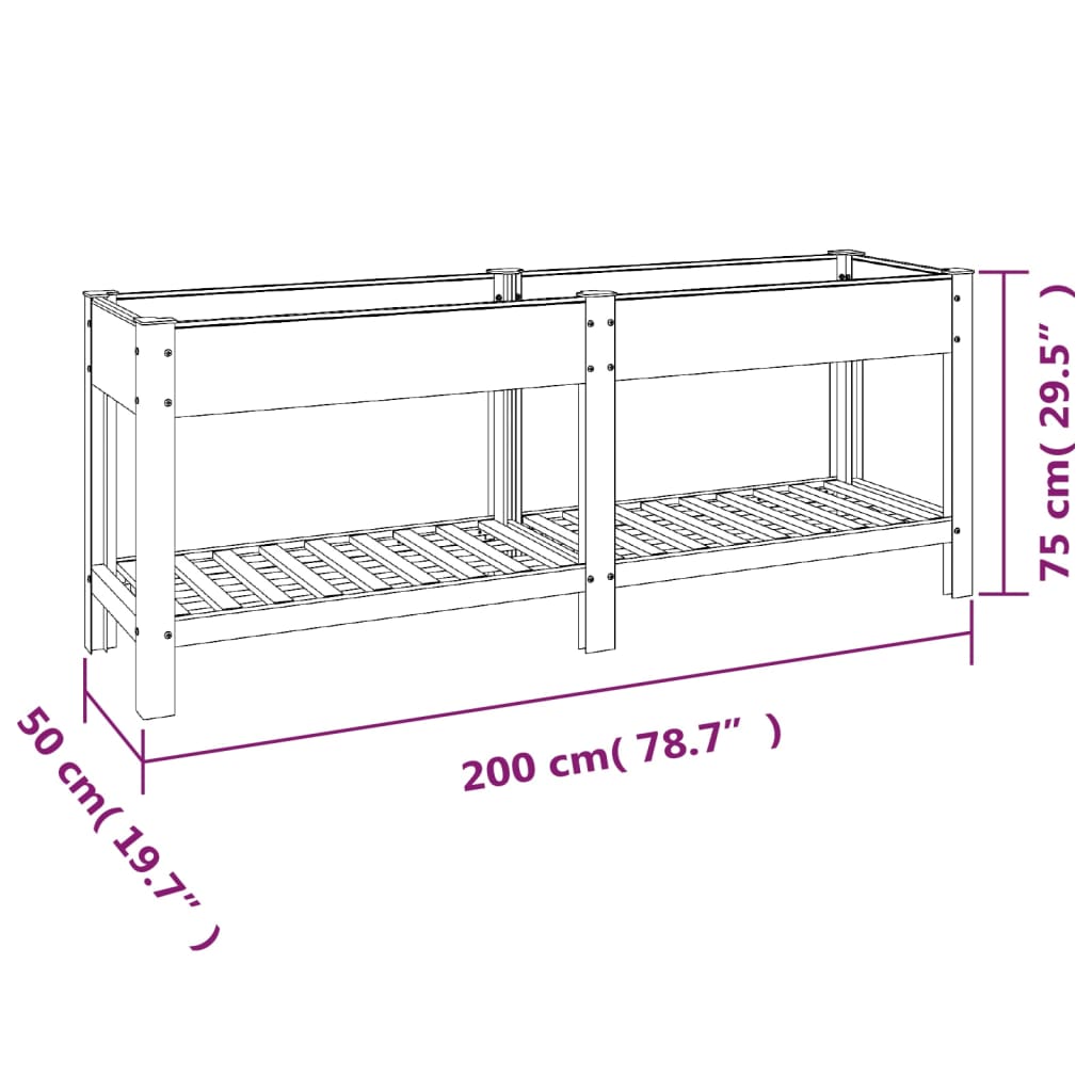 Garten-Hochbeet mit Ablage 50x50x90 cm WPC Grau