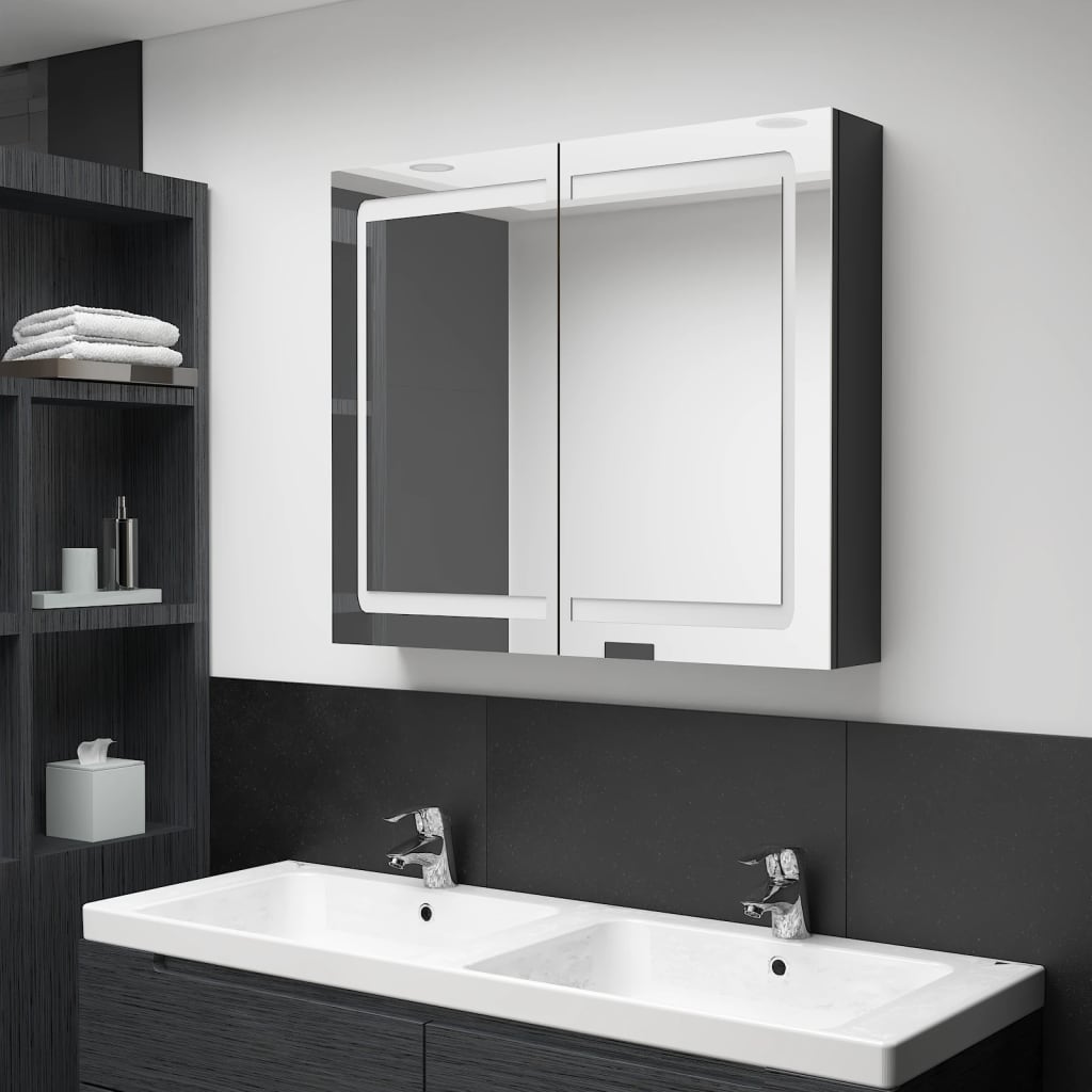 LED-Spiegelschrank fürs Bad Betongrau 80x12x68 cm