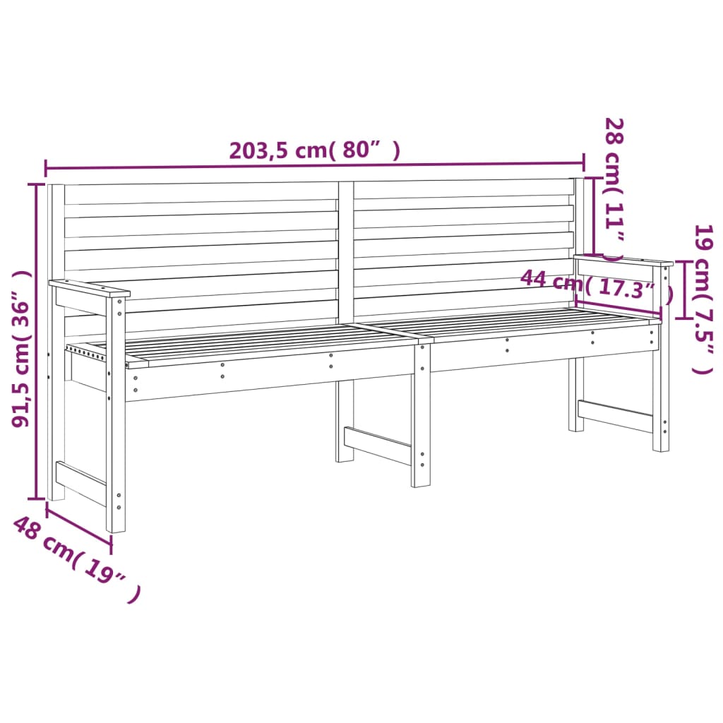 Gartenbank Grau 109x48x91,5 cm Massivholz Kiefer