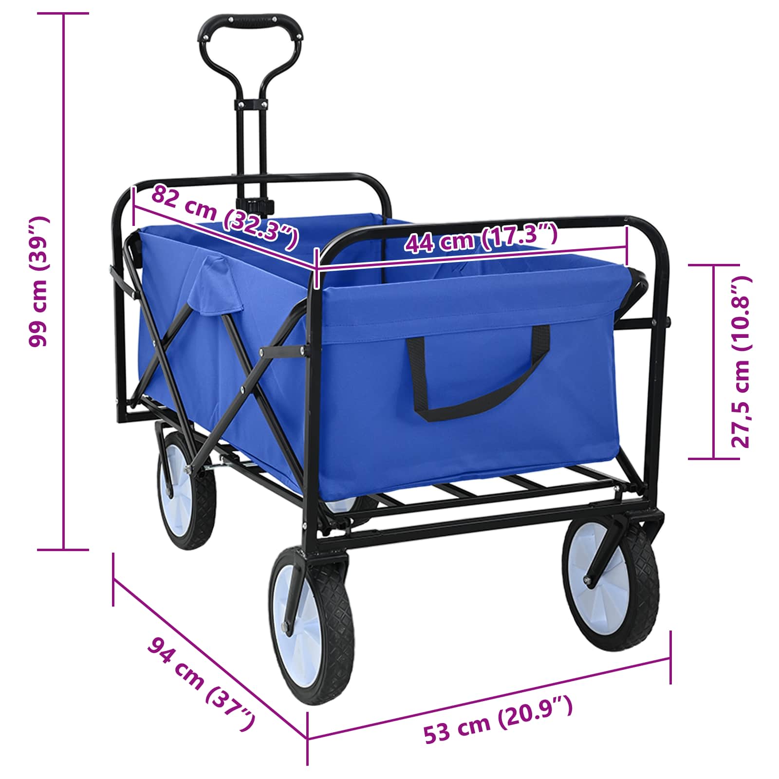 Klapp-Handwagen Grau 94 x 53 x 99 cm Oxford-Stoff