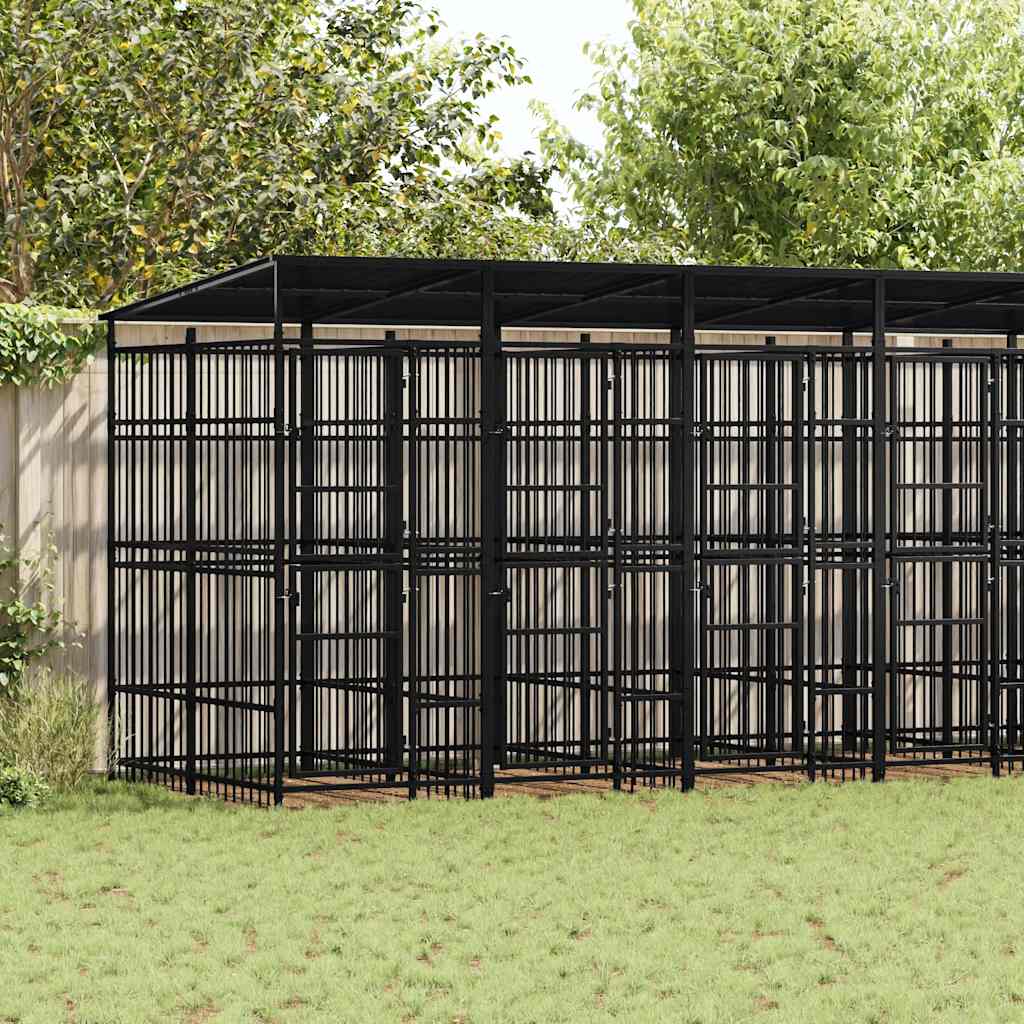 Outdoor-Hundezwinger mit Dach Stahl 1,84 m²