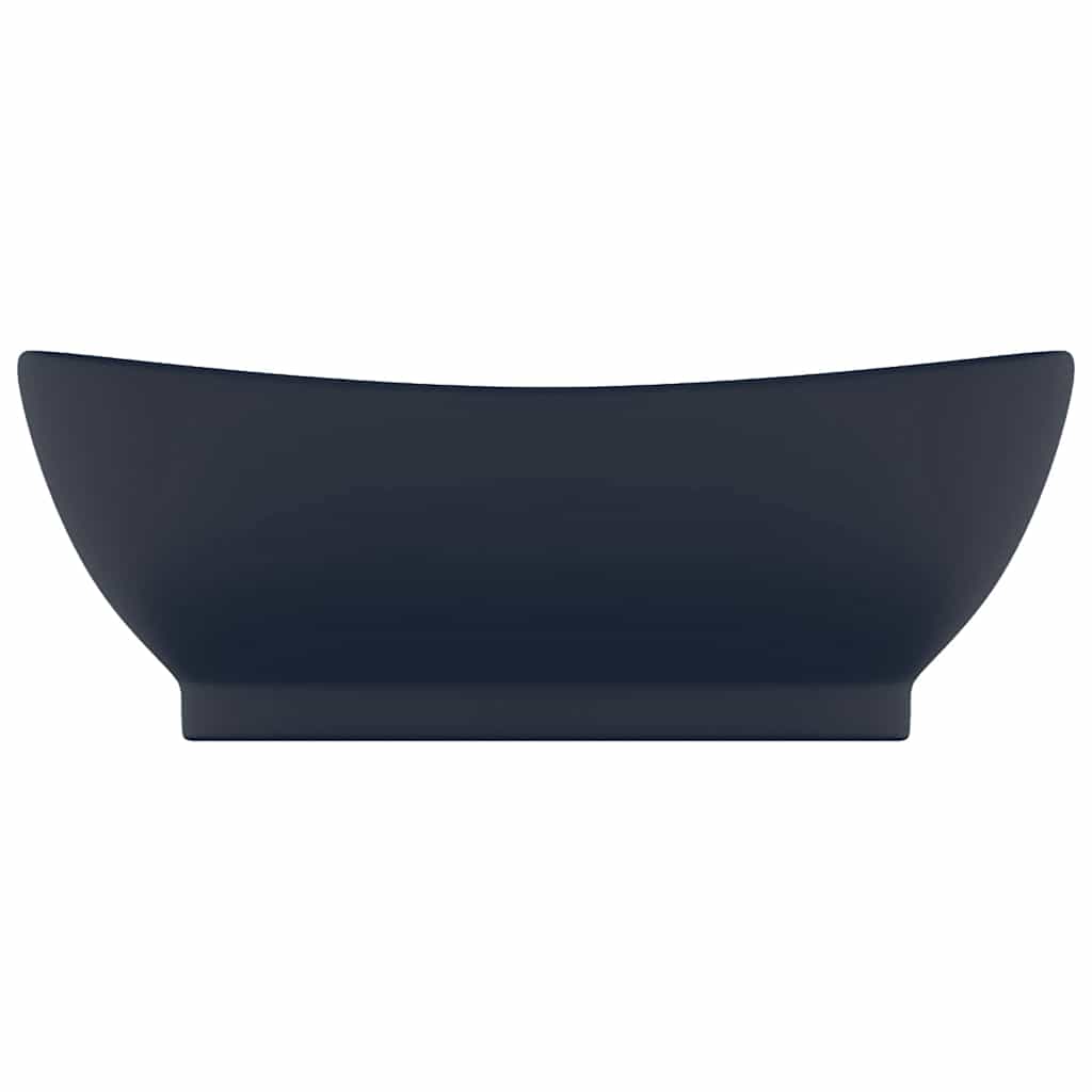 Luxus-Waschbecken Überlauf Oval Matt-Weiß 58,5x39 cm Keramik
