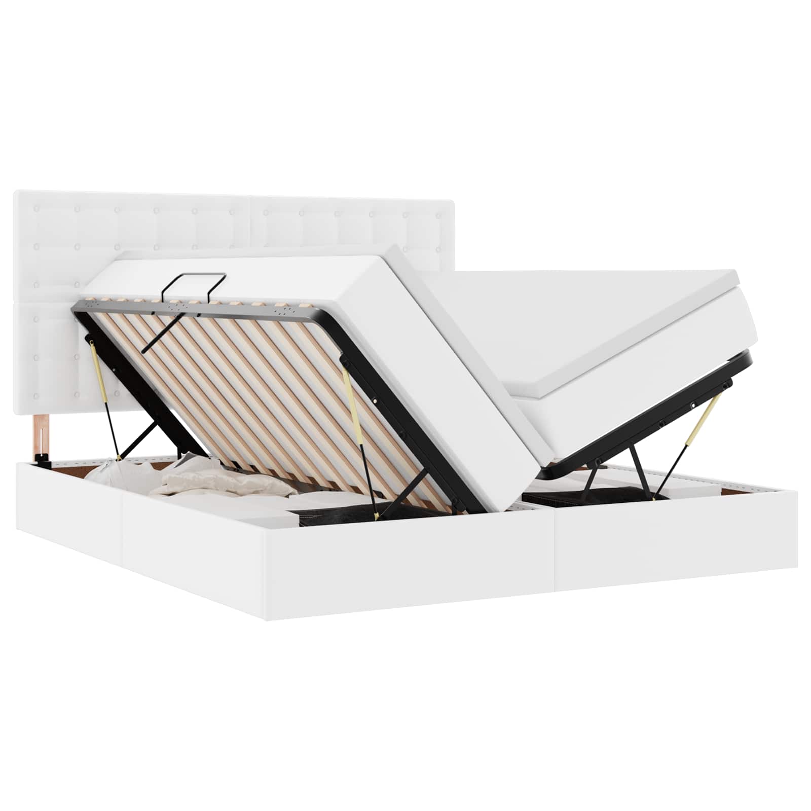 Bett mit Stauraum und LED Schwarz 180 x 200 cm Kunstleder