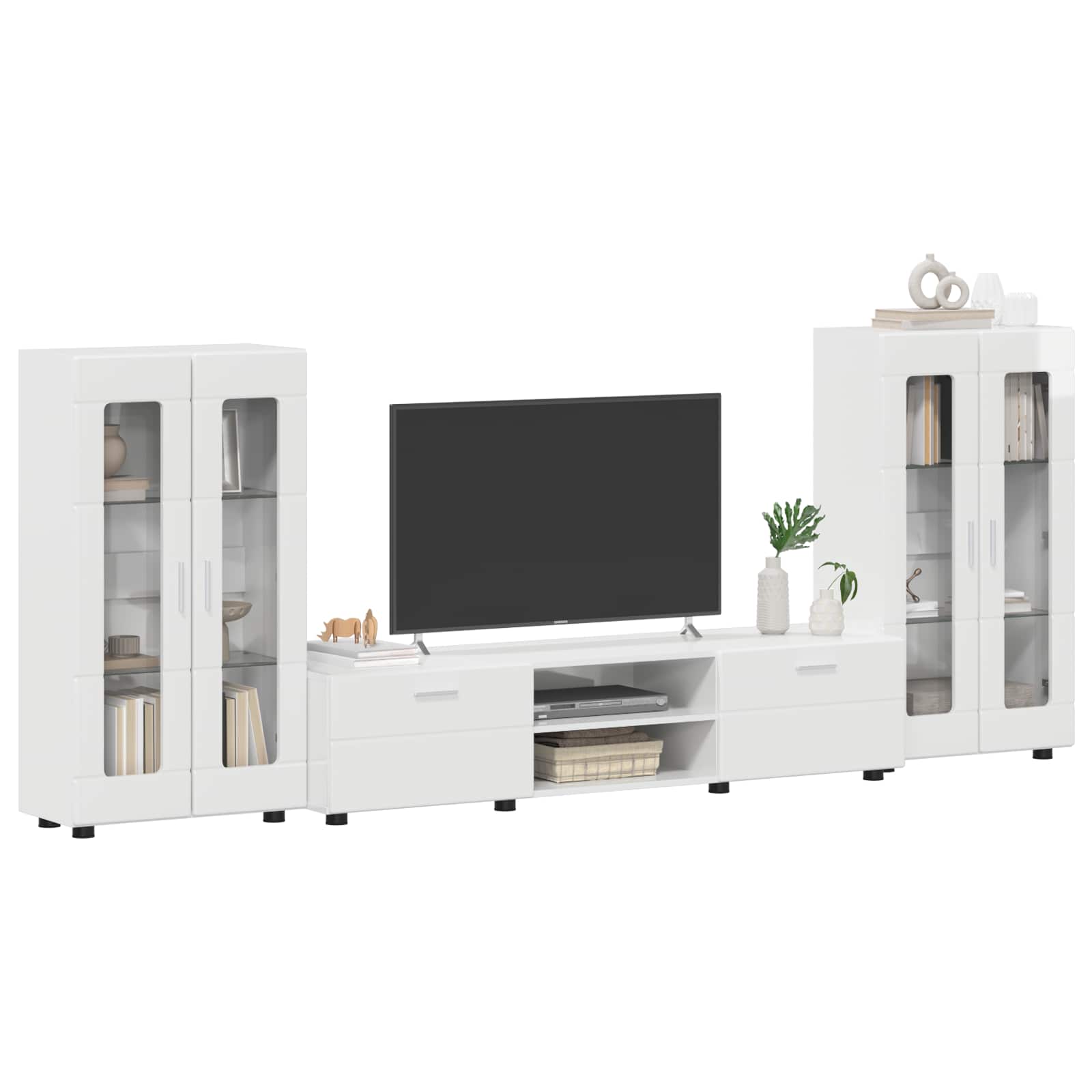 Highboard mit Regal FLORIN Weiß 60 x 35 x 182 cm Holzwerkstoff