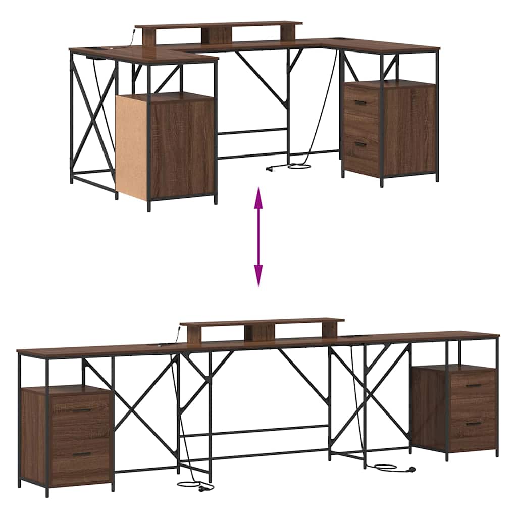 Schreibtisch mit Regal Schwarz Eichen-Optik 182 x 101 x 87,5 cm