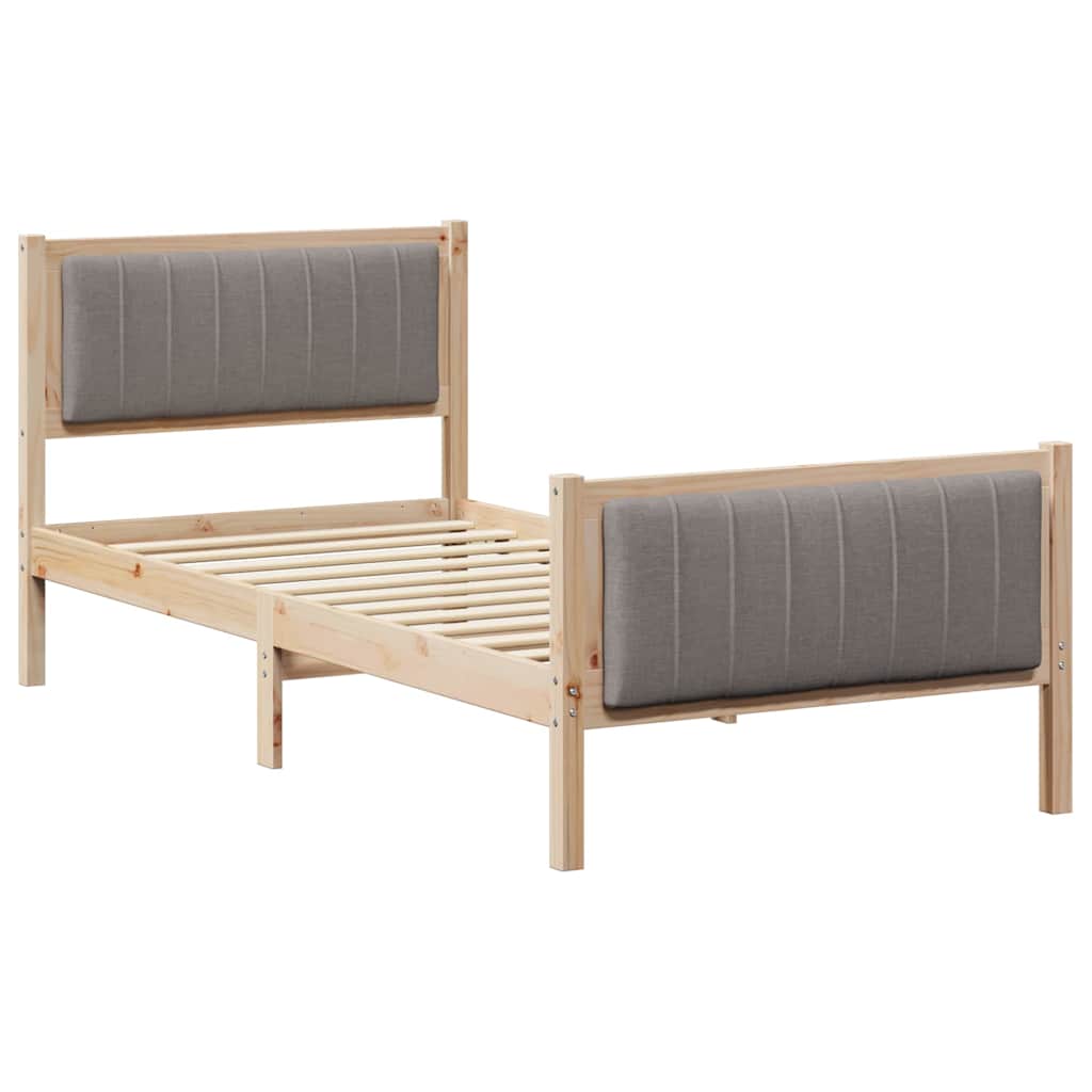 Bettgestell Braun und hellgrau 200 x 200 cm Massivholz Kiefer