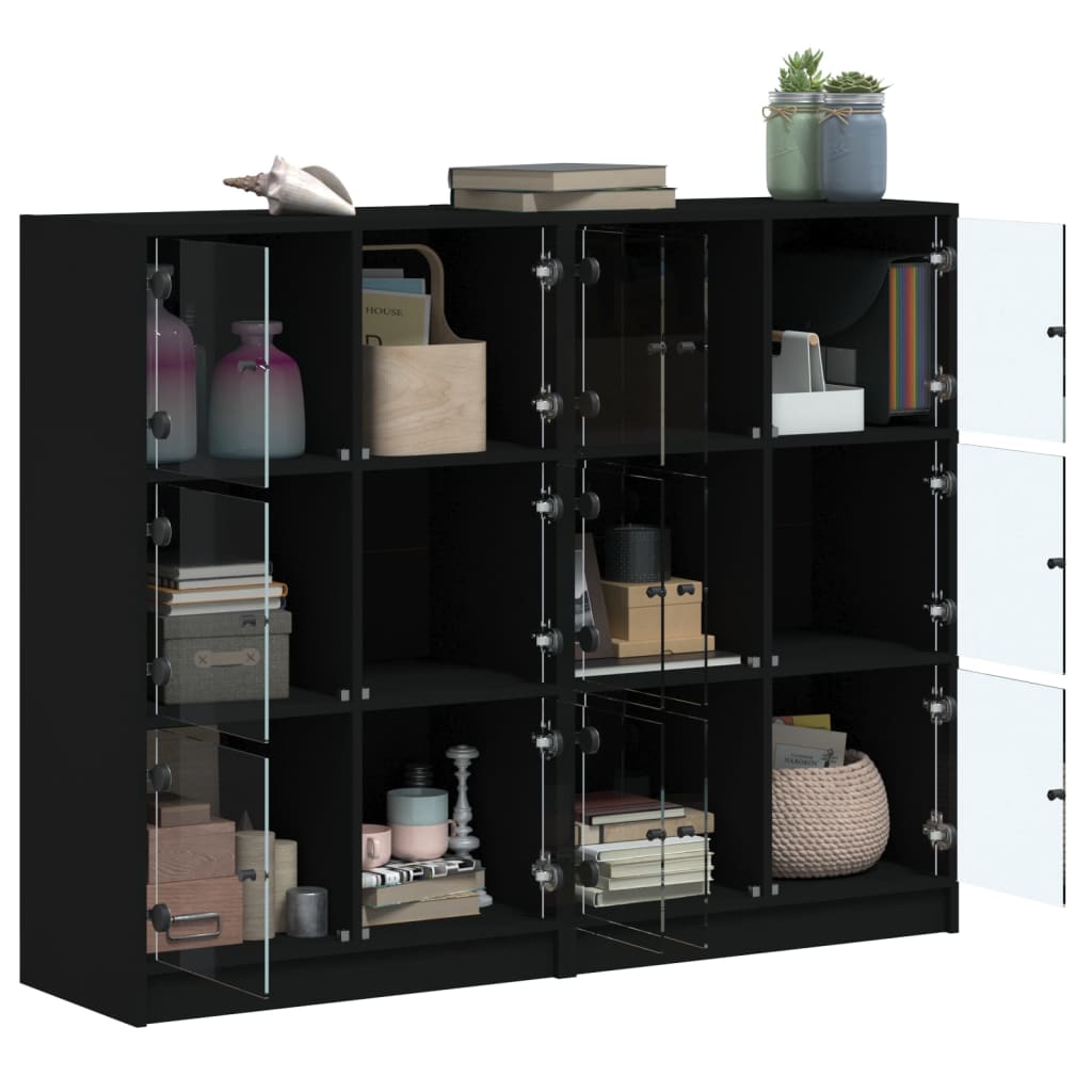 Bücherregal mit Türen Weiß 136x37x109 cm Holzwerkstoff