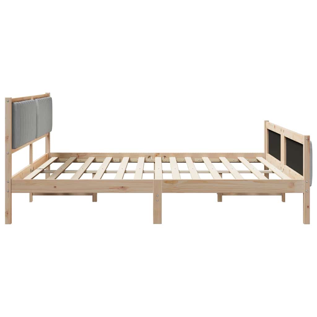 Bettgestell Braun und hellgrau 200 x 200 cm Massivholz Kiefer