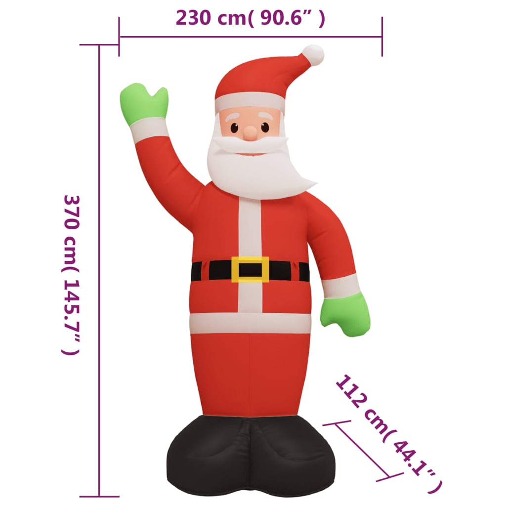 Weihnachtsmann Aufblasbar mit LEDs 370 cm
