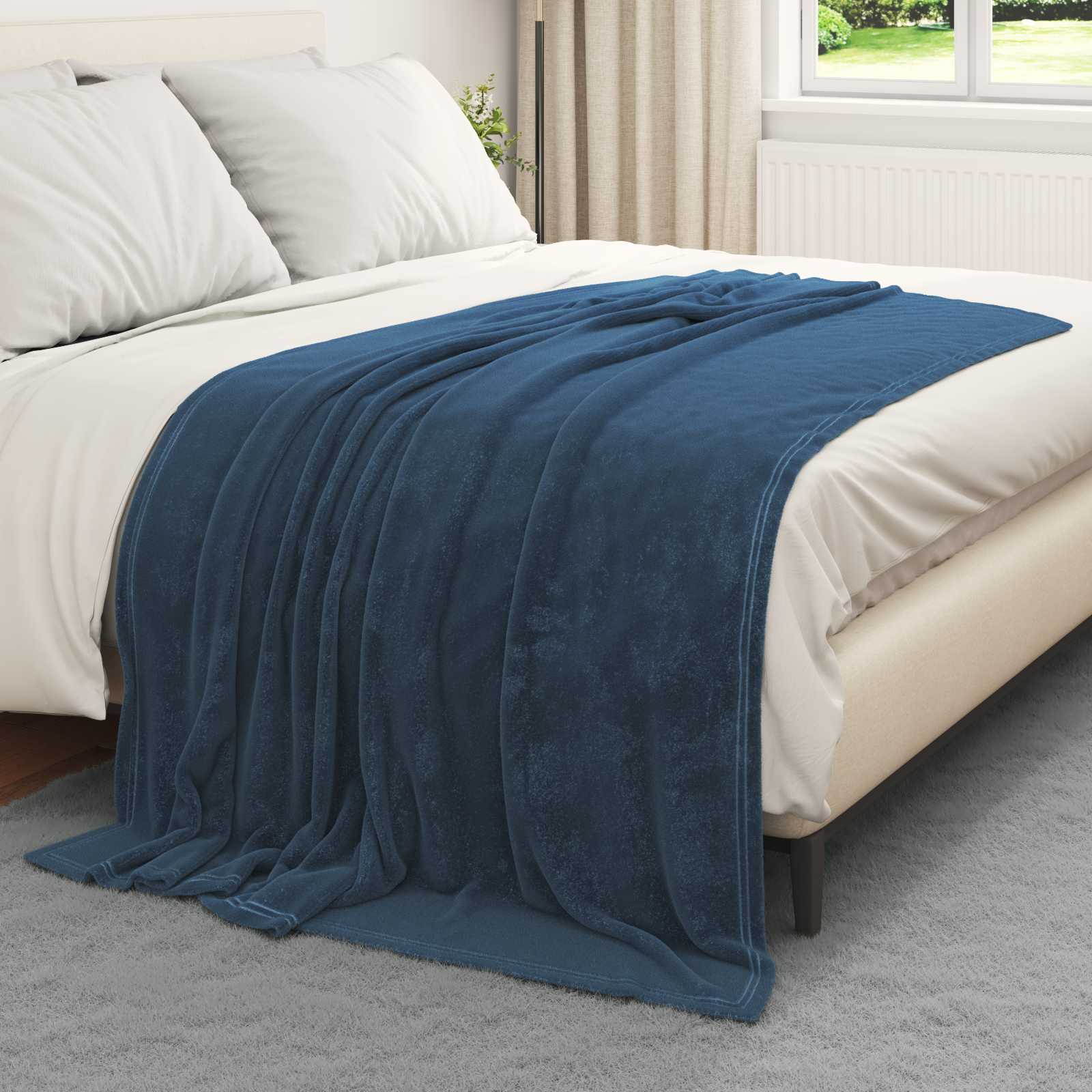 Überwurfdecke Beige 130 x 150 cm Fleece