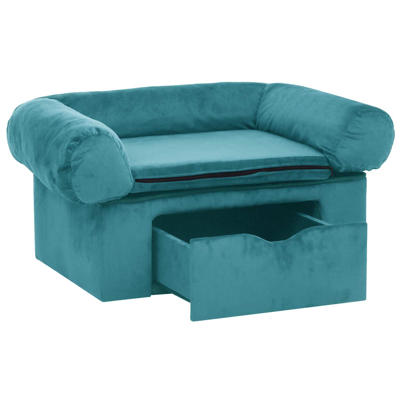 Hundesofa mit Schublade Dunkelgrau 75x50x38 cm Plüsch