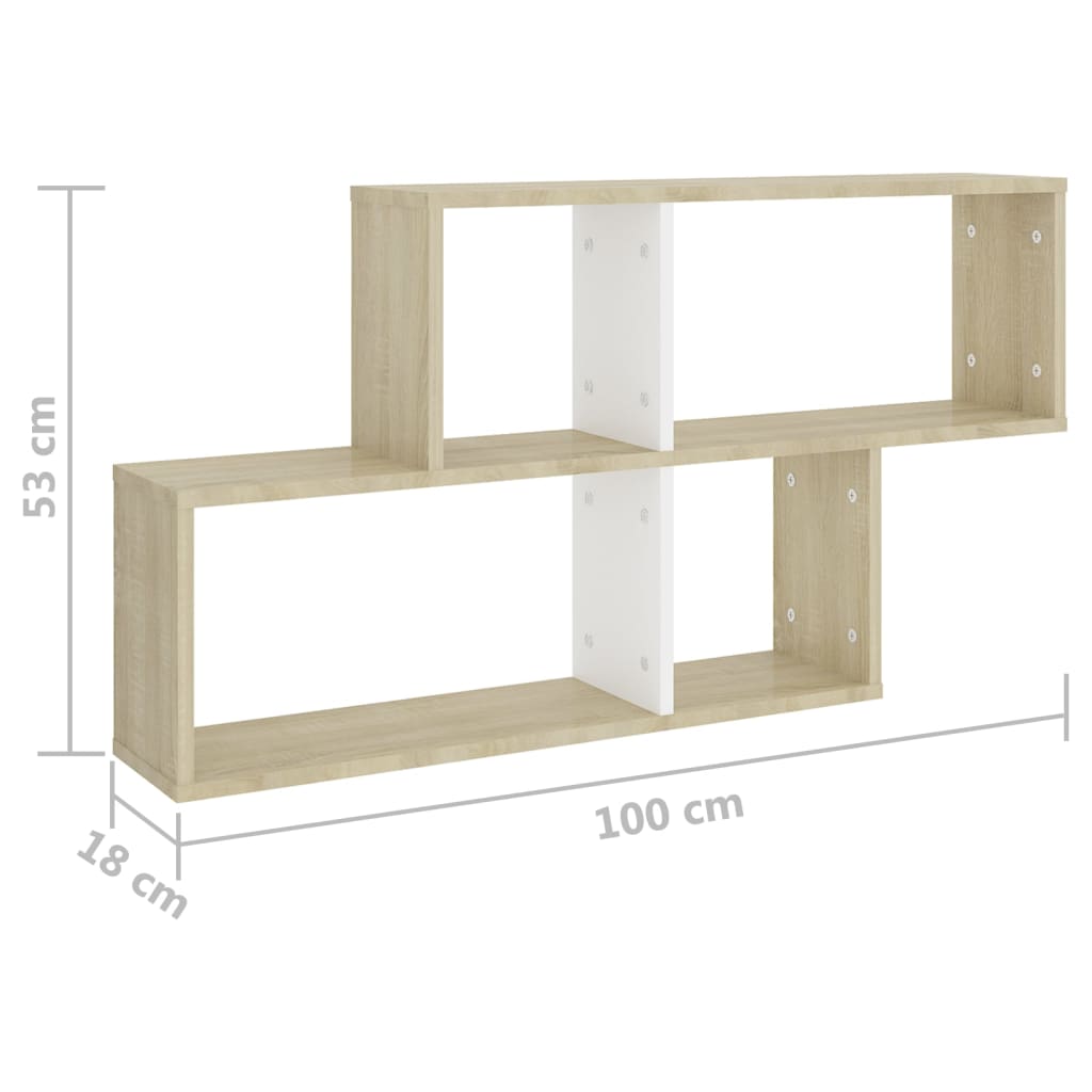 Wandregal Weiß 100x18x53 cm Holzwerkstoff