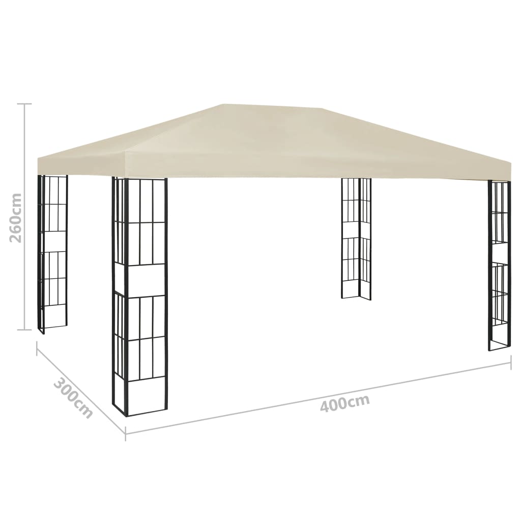 Pavillon mit LED-Lichterkette 3x3 m Taupe