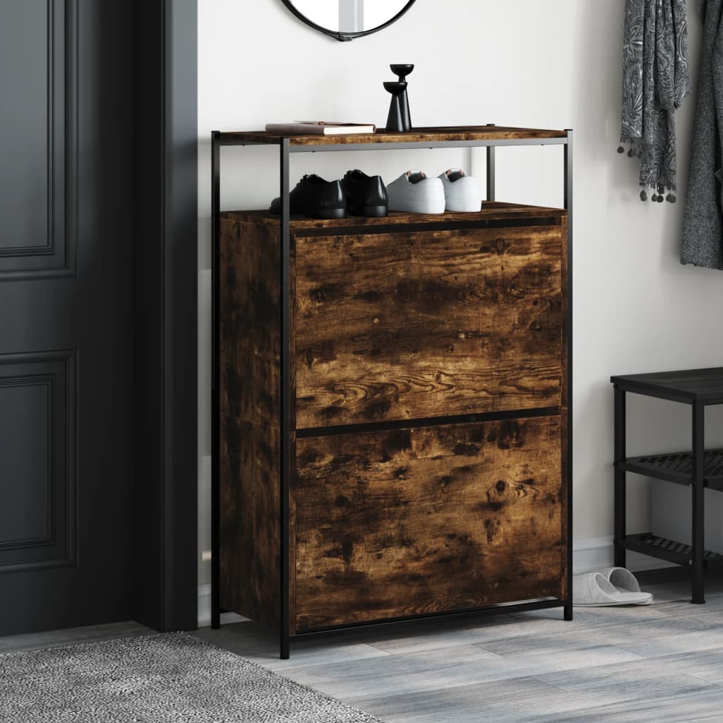 Schuhschrank mit 4 Klappen Sonoma-Eiche 100x34x112 cm