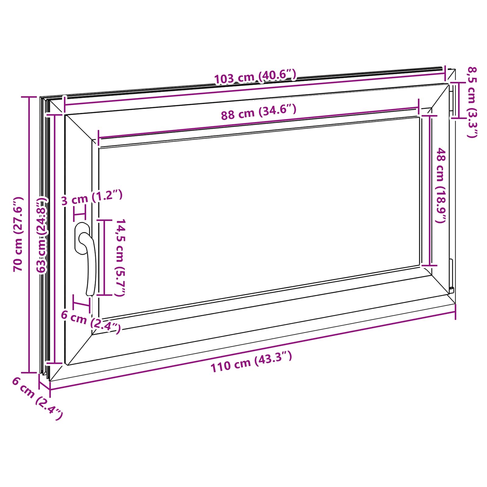 Kellerfenster RISOR 50 x 50 cm PVC und Glas Weiß