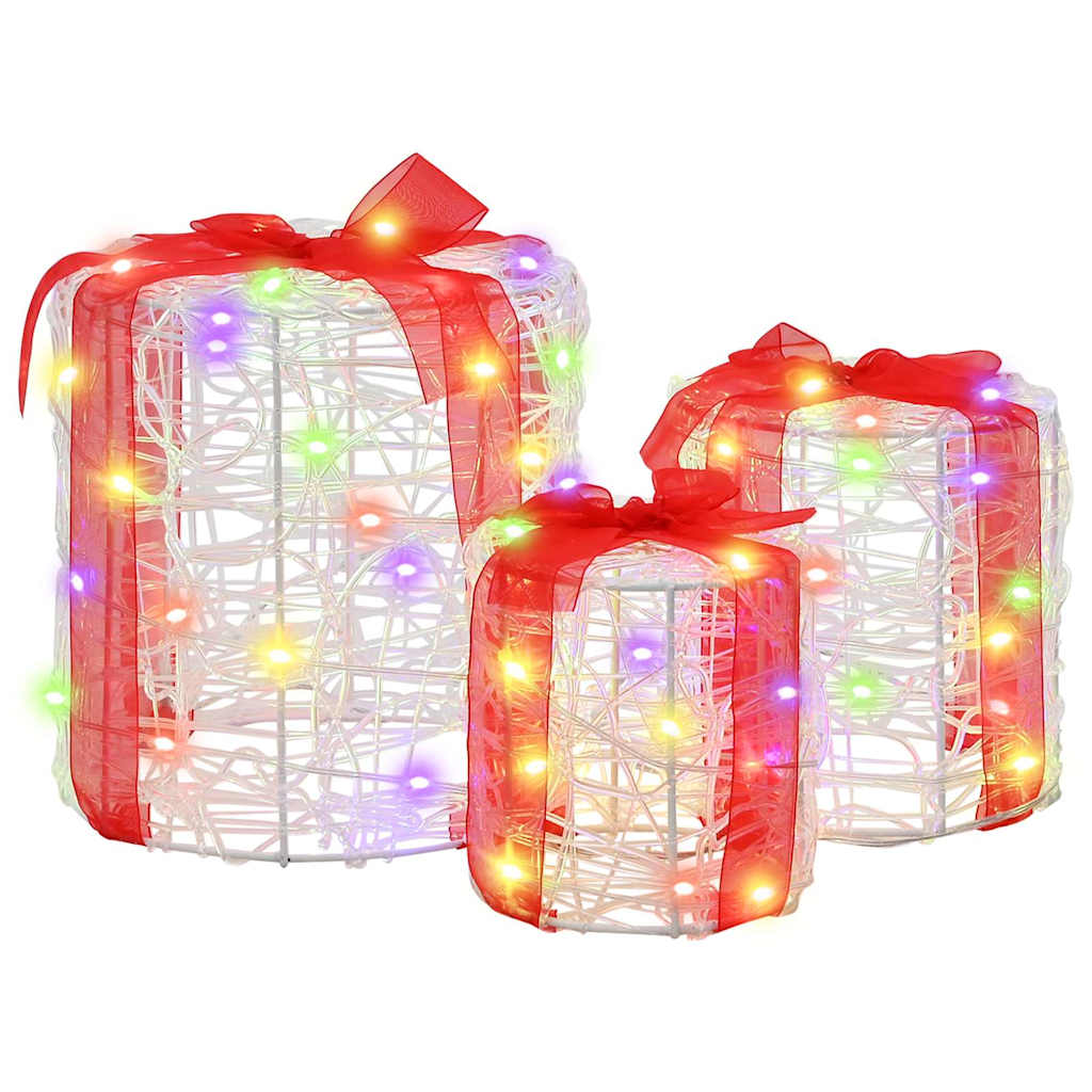Geschenkbox Dekoration 3 pcs Warmweiß 20 x 20 x 21 cm Acryl