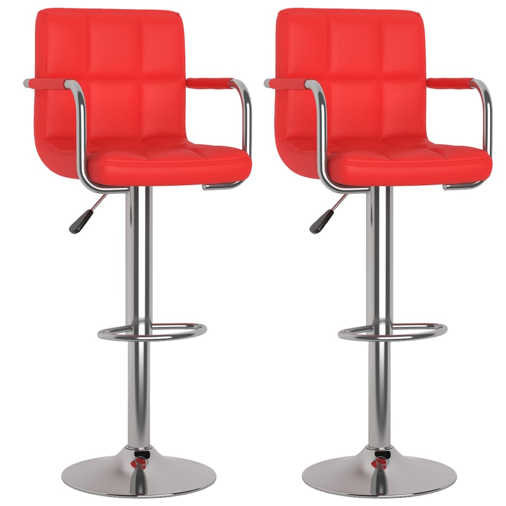 Barhocker 2 Stk. Rot Kunstleder