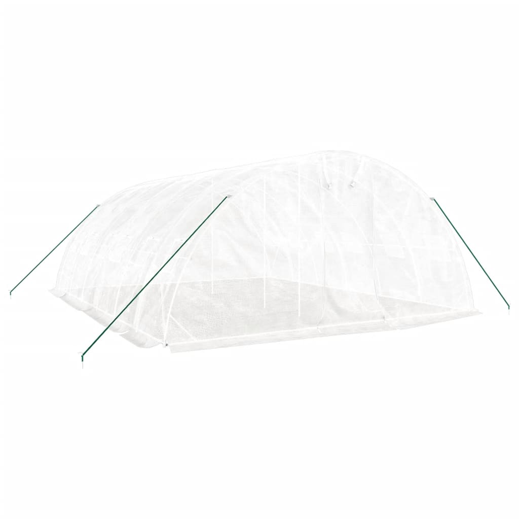 Gewächshaus mit Stahlrahmen Weiß 40 m² 8x5x2,3 m
