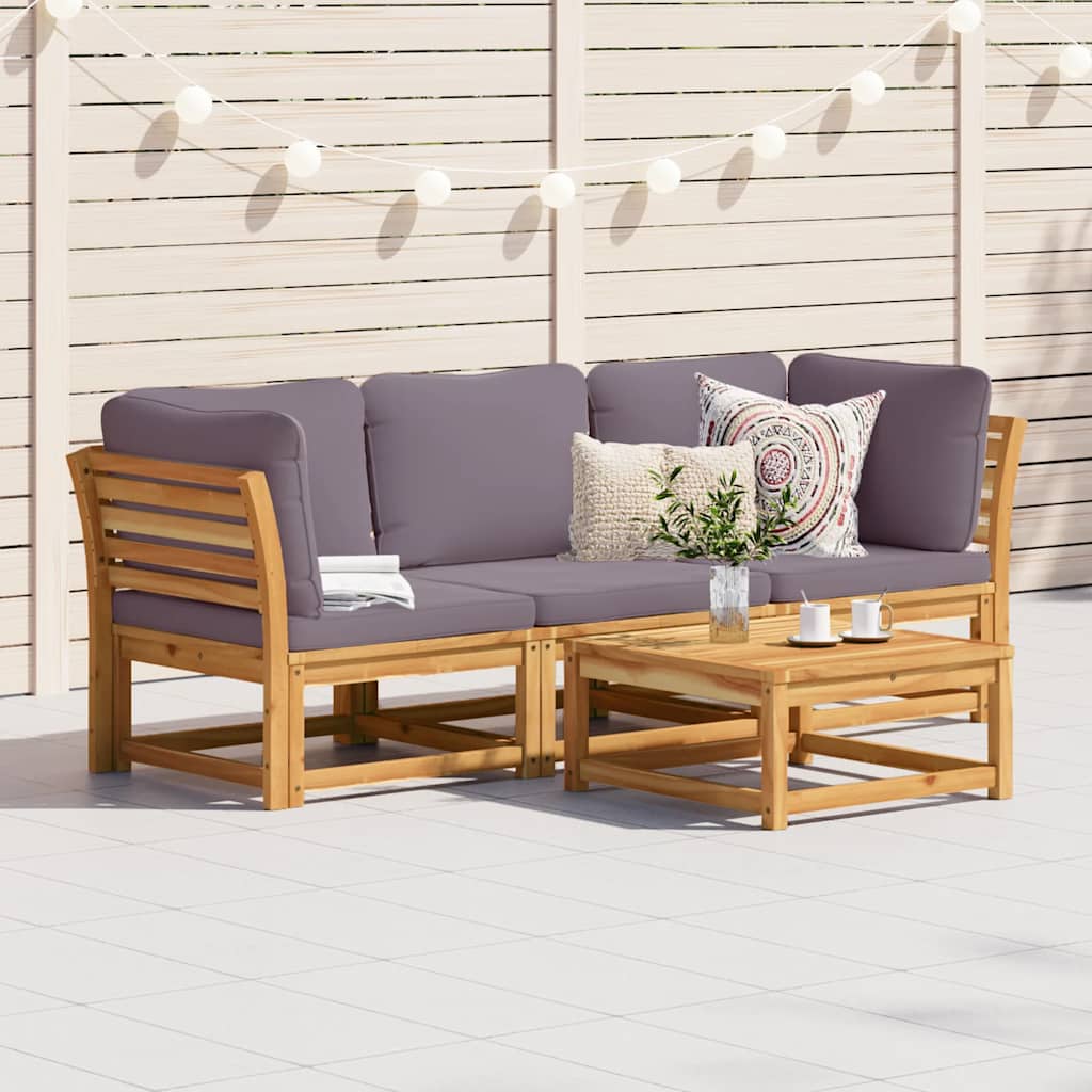 4-tlg. Garten-Lounge-Set mit Kissen Massivholz Akazie