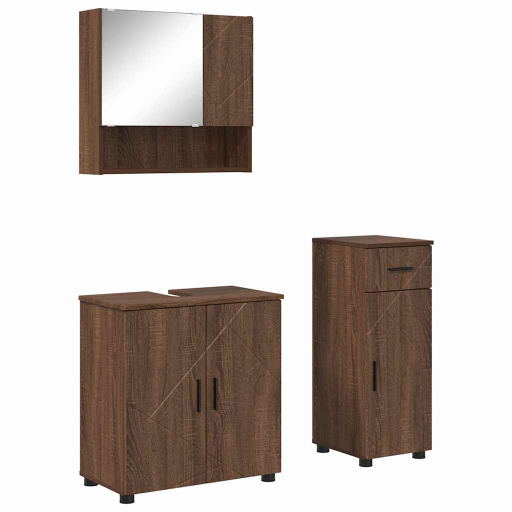 Badezimmermöbel-Set mit Tür 3 pcs Weiß Holzwerkstoff & Metall