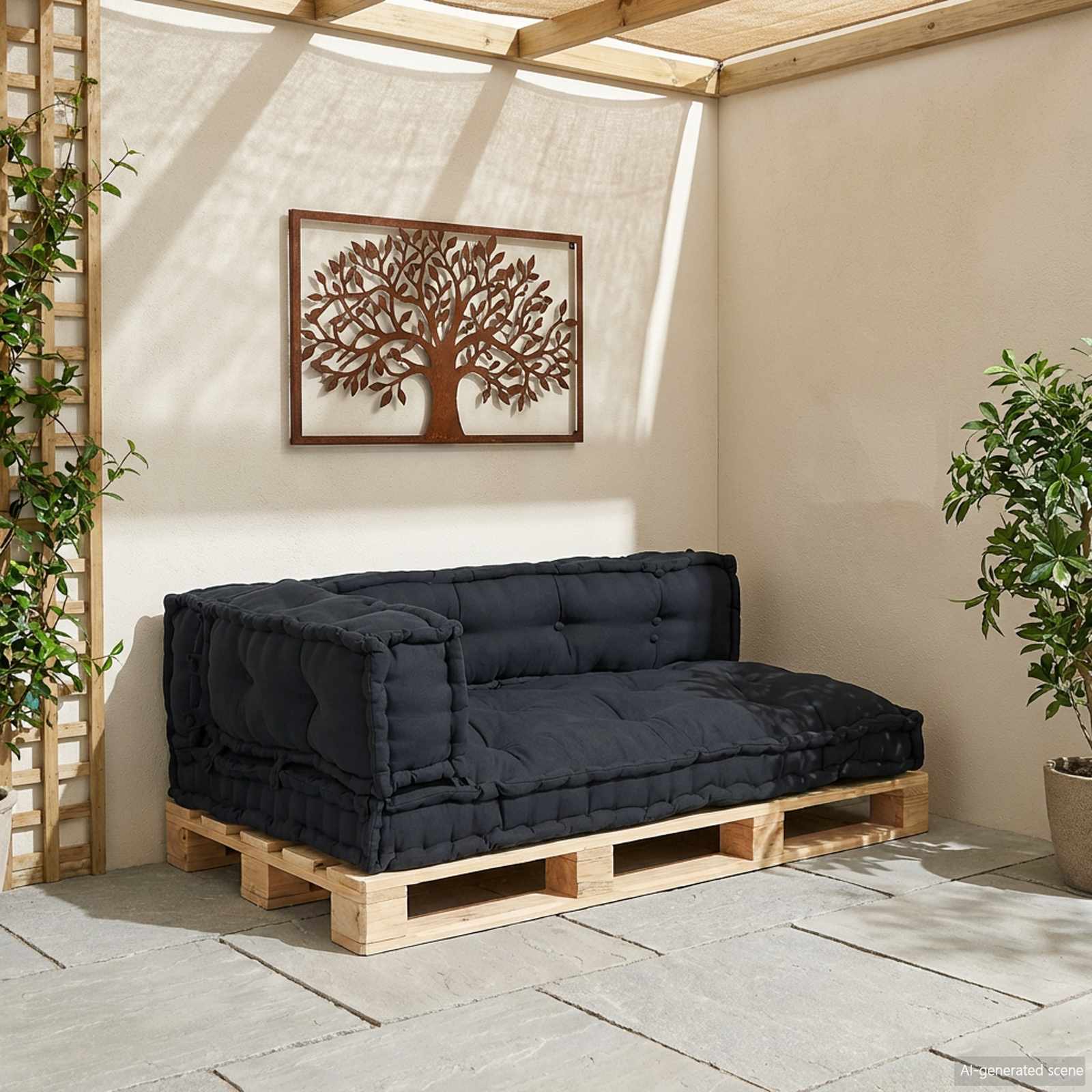 Palettensofa-Auflage Mehrfarbig Stoff Patchwork