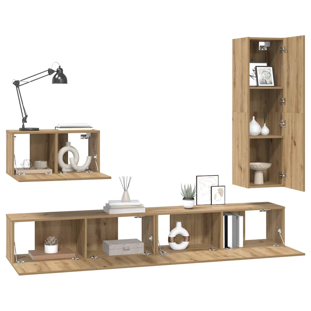 4-tlg. TV-Schrank-Set Weiß Holzwerkstoff