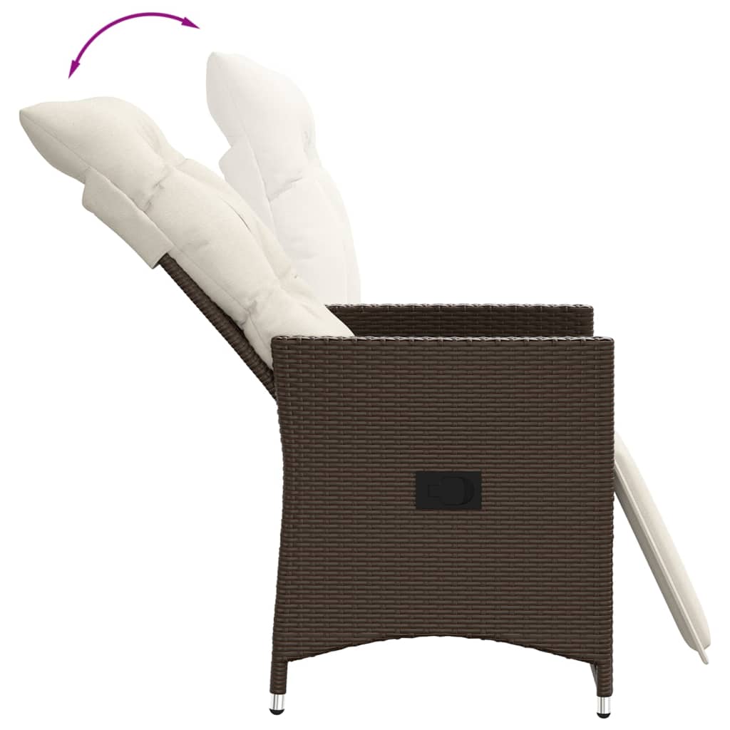 Gartensessel Verstellbar mit Kissen Schwarz Poly Rattan