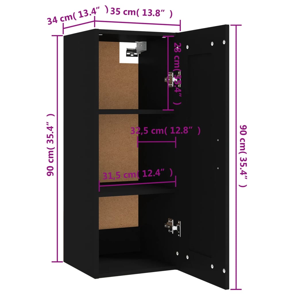 Hängeschrank Weiß 35x34x90 cm Holzwerkstoff