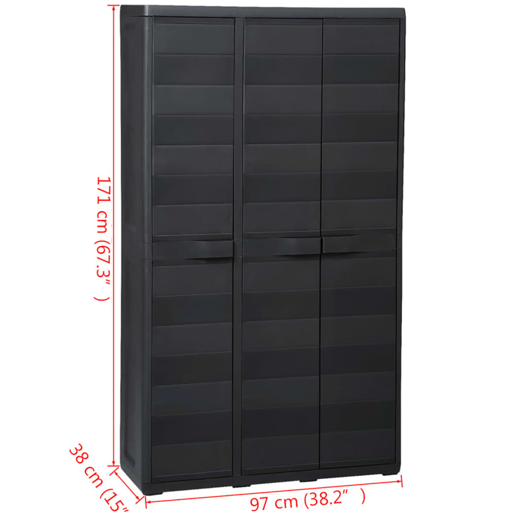 Gartenschrank mit 4 Böden Schwarz