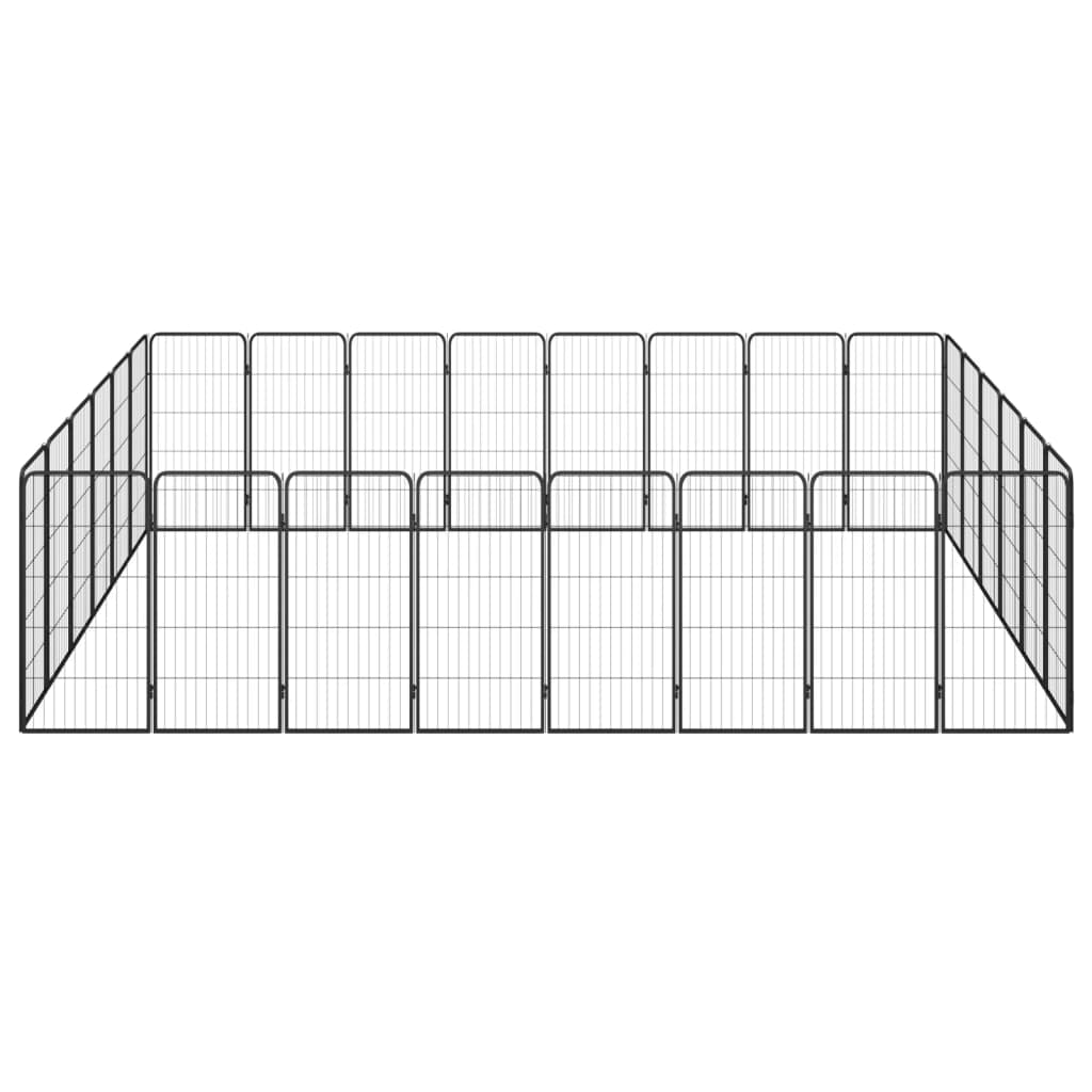 4-tlg. Hundelaufstall Schwarz 50x100cm Stahl Pulverbeschichtung