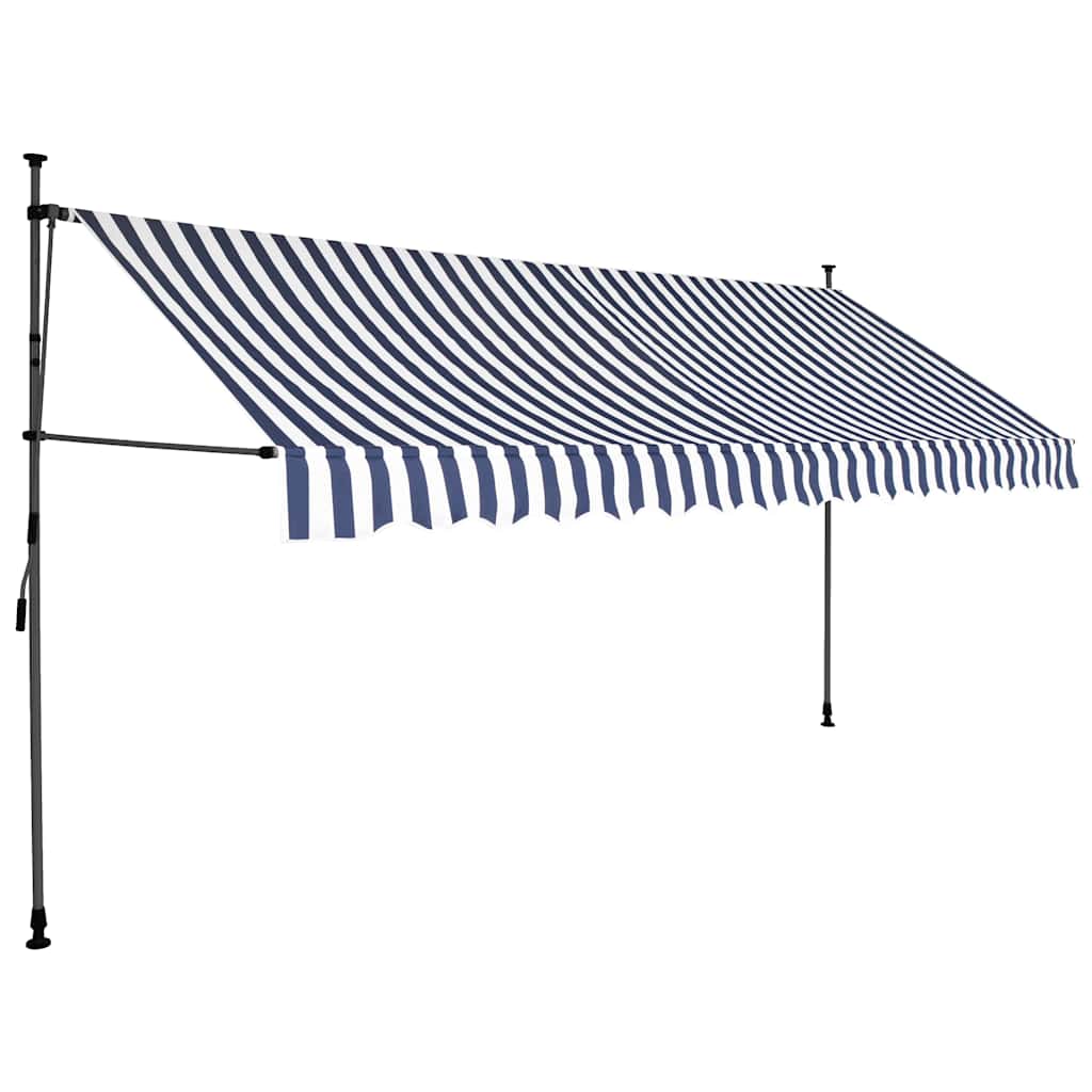 Einziehbare Markise Handbetrieben mit LED 100 cm Blau und Weiß