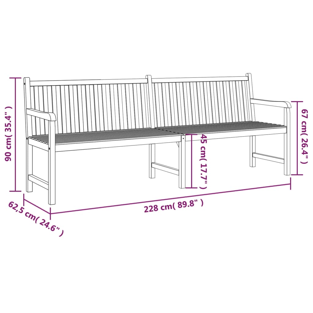 Gartenbank 114 cm Massivholz Teak