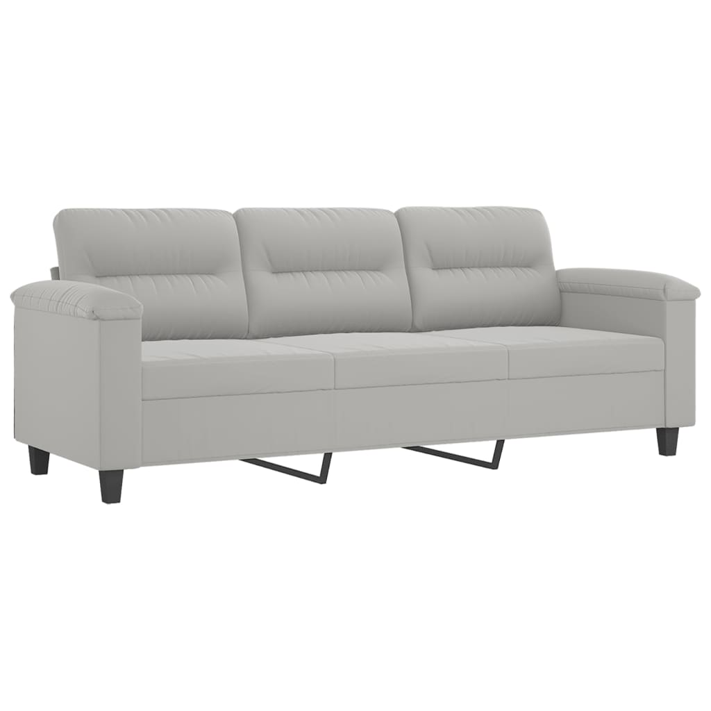 3-Sitzer-Sofa mit Hocker Taupe 180 cm Mikrofasergewebe