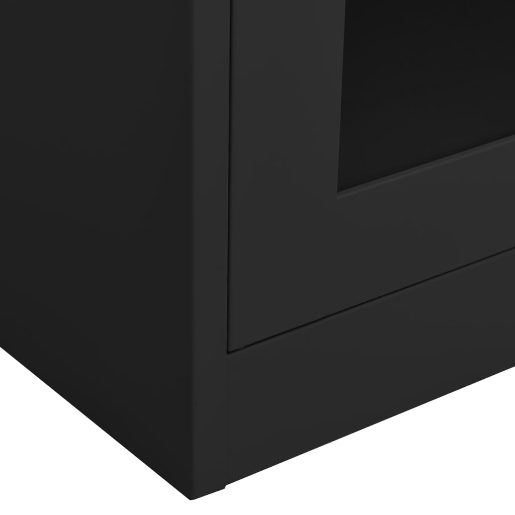 Büroschrank Weiß 90x40x180 cm Stahl und Hartglas