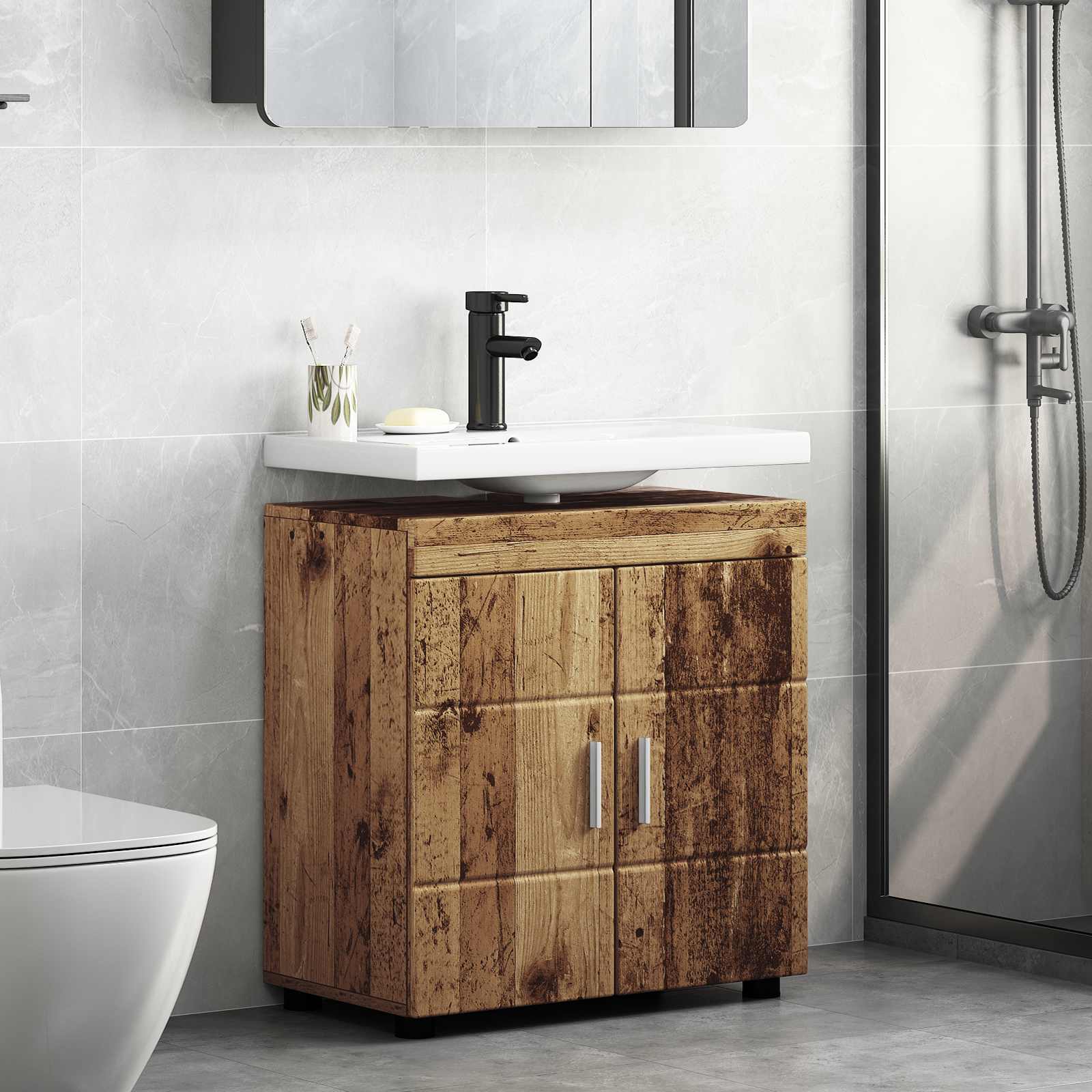 Badezimmermöbel-Set TULUM 2 pcs Weiß 60 x 34 x 63 cm