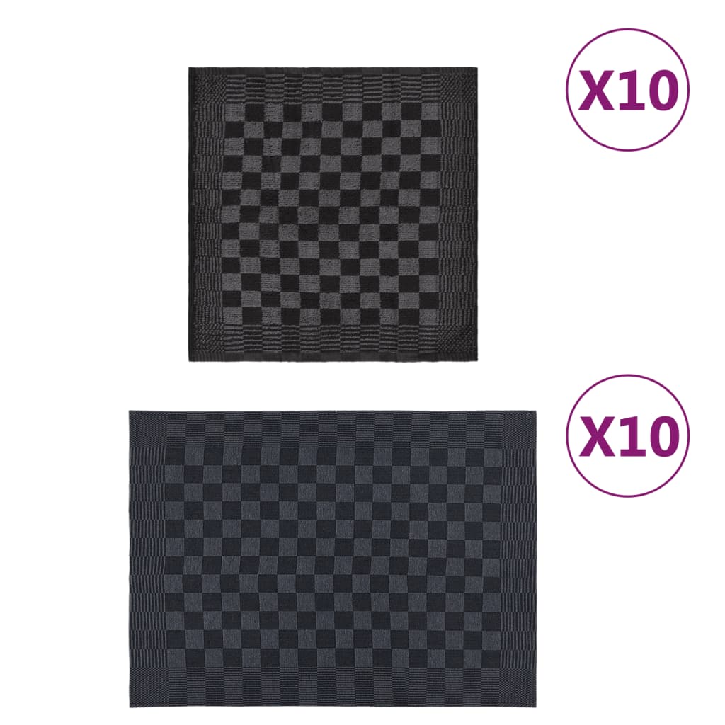 10-tlg. Handtuch-Set Schwarz und Grau Baumwolle