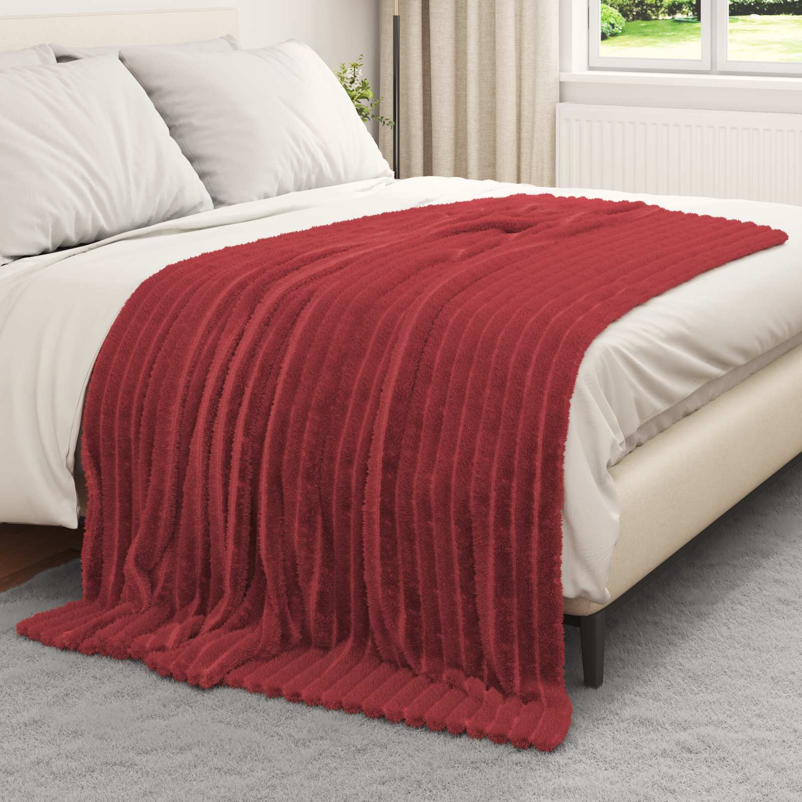 Überwurfdecke Beige 150 x 130 cm Fleece