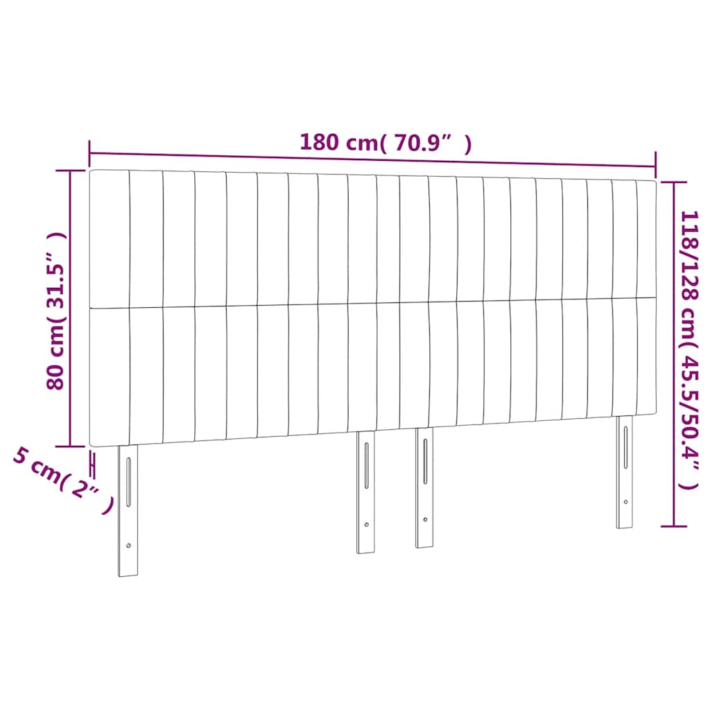 Kopfteil Hellgrau 80x5x118/128 cm Samt