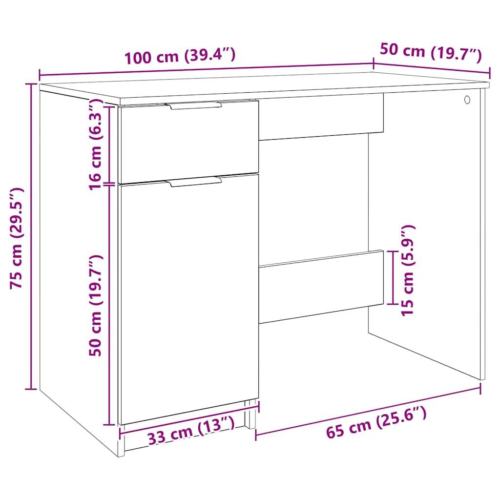 Schreibtisch Weiß 100x50x75 cm Holzwerkstoff