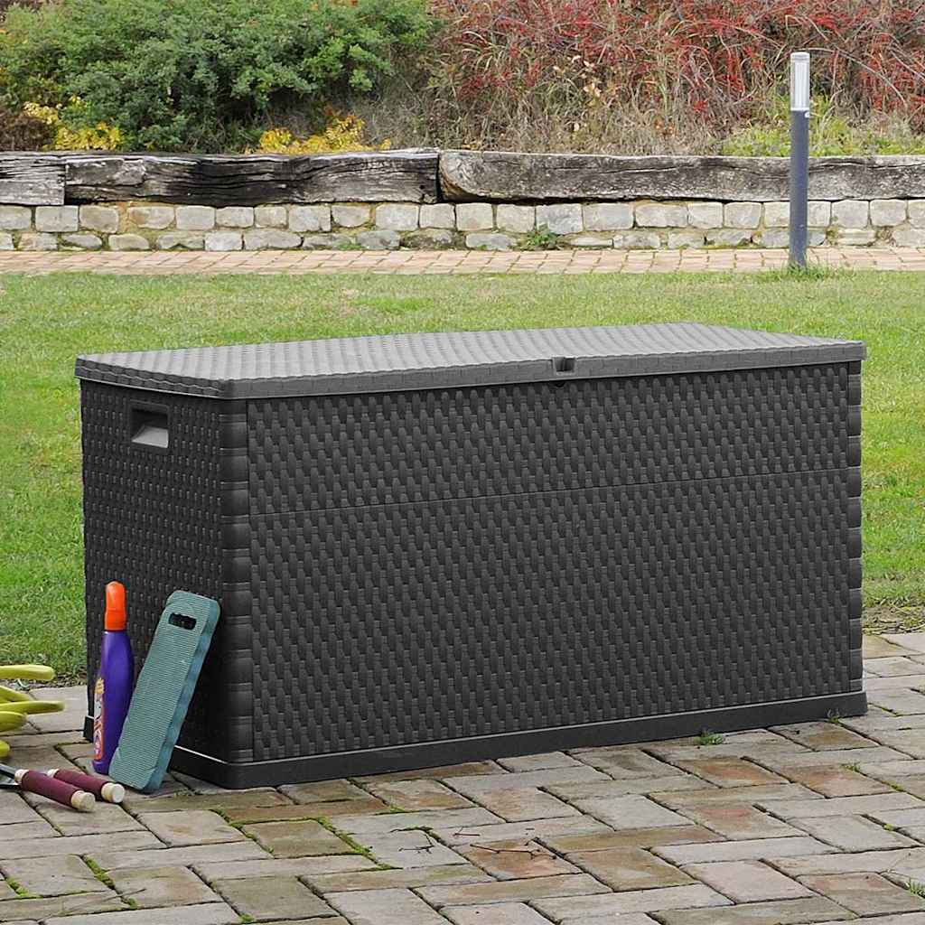 Garten-Aufbewahrungsbox Braun 120x56x63 cm PP Rattan