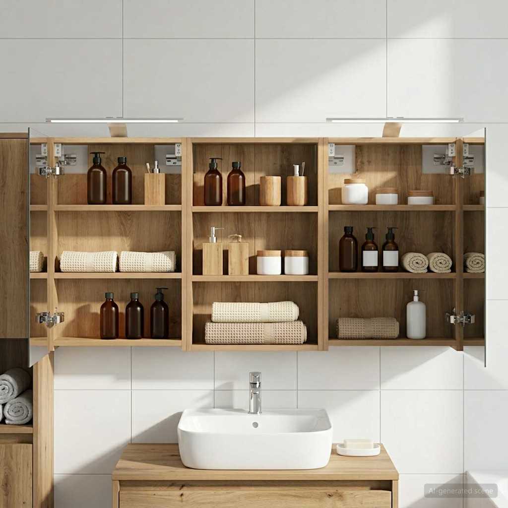 Badezimmerschrank-Set 3 pcs 80 x 10,5 x 50 cm Holzwerkstoff