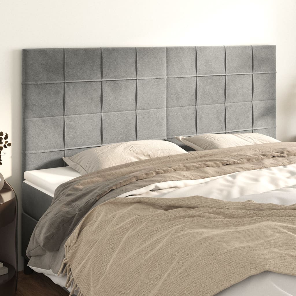 Kopfteil Hellgrau 80x5x118/128 cm Samt
