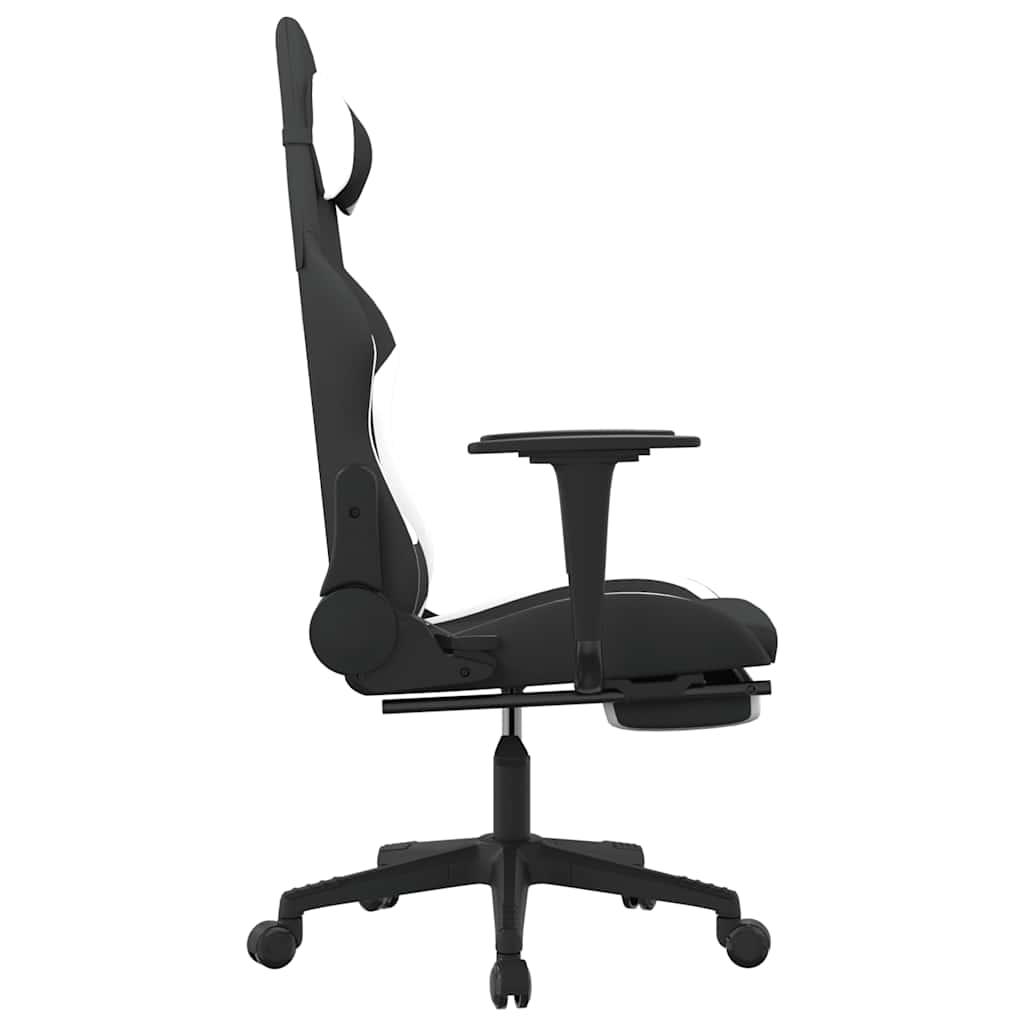 Gaming-Stuhl mit Massagefunktion Schwarz und Creme Stoff