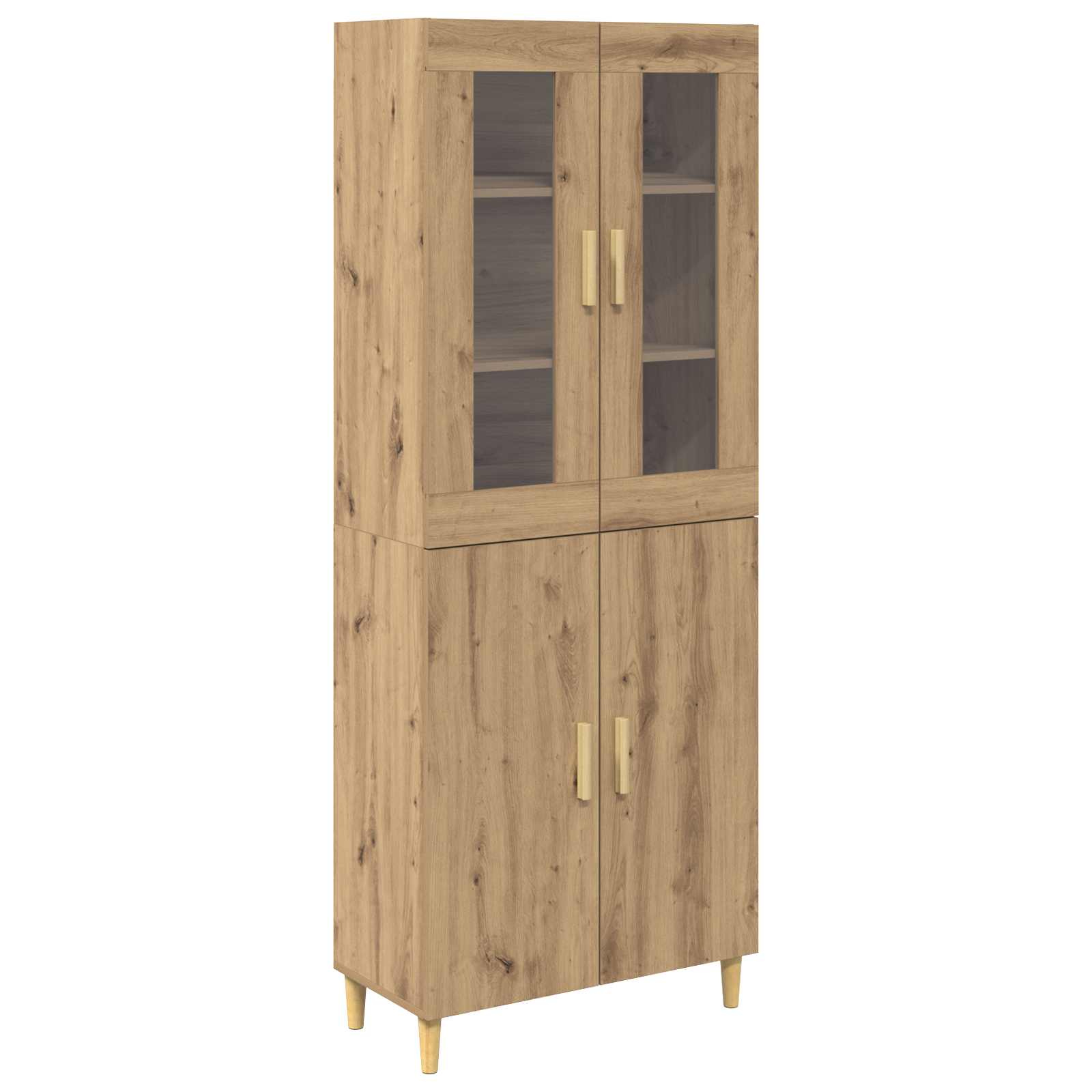 Highboard Altholz 69,5 x 34 x 180 cm Engineered Wood und Glas