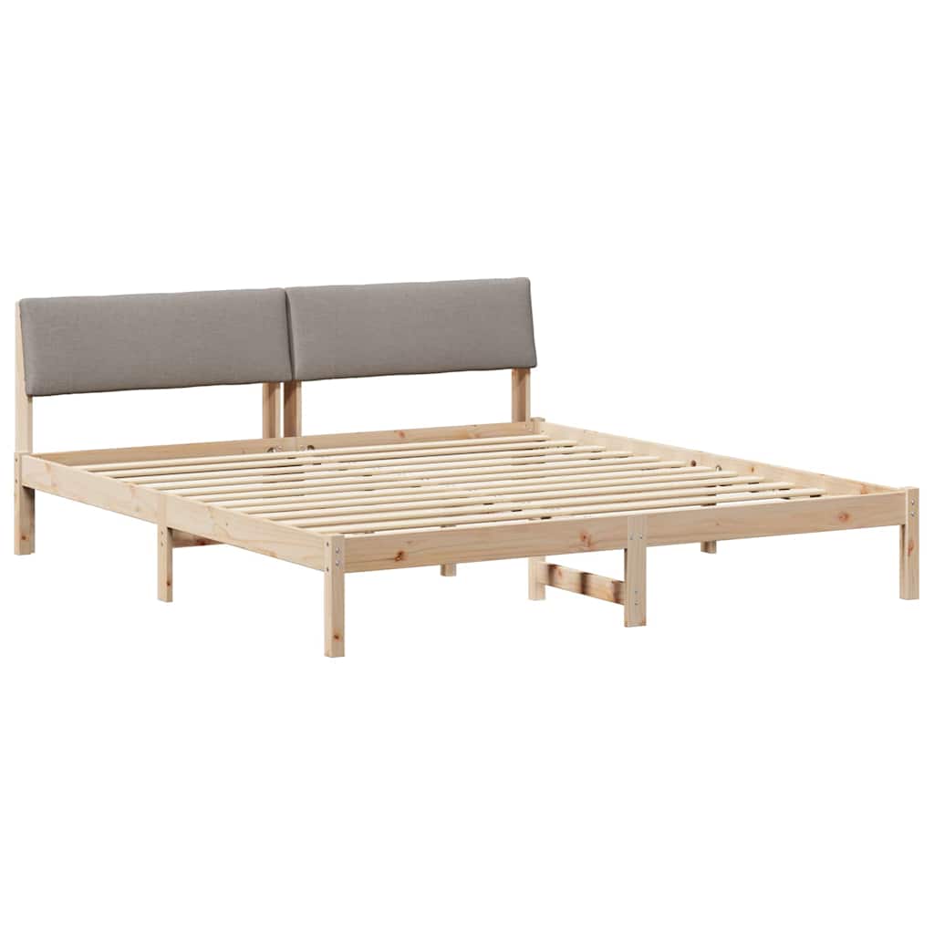 Bettgestell Braun und hellgrau 200 x 200 cm Massivholz Kiefer